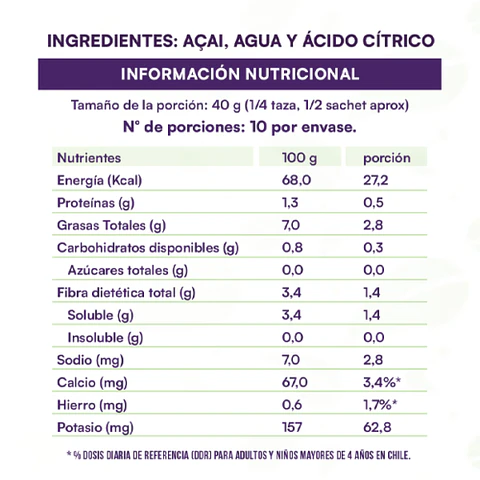 FUN - Pulpa de Acai Puro pack 4x100g  "Producto congelado, solo disponible para retiro en tienda"