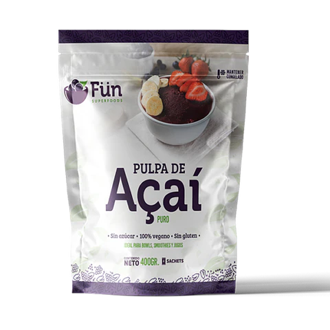 FUN - Pulpa de Acai Puro pack 4x100g  "Producto congelado, solo disponible para retiro en tienda"