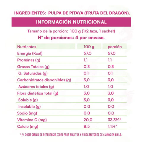 FUN - Pulpa de Pitaya pack 4x100g "Producto congelado, solo disponible para retiro en tienda"