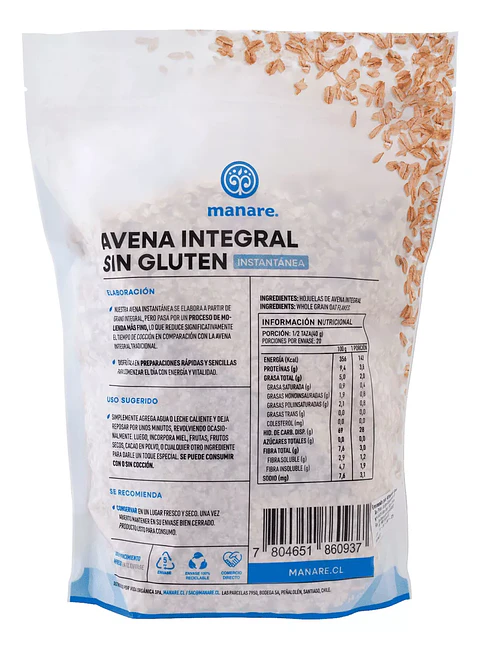 Manare - Avena Sin Gluten Instantánea 800g