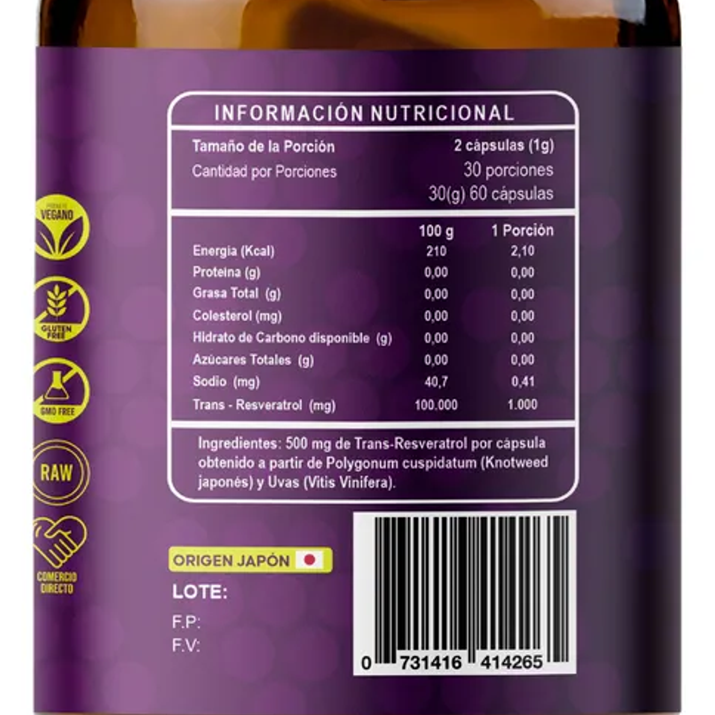 RI and CO - Trans-Resveratrol 60 capsulas  2