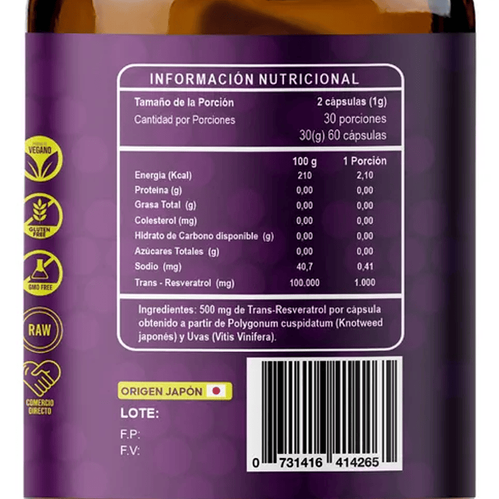 RI and CO - Trans-Resveratrol 60 capsulas  2
