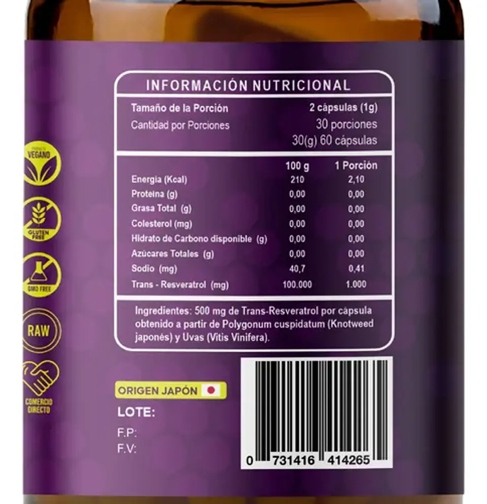 RI and CO - Trans-Resveratrol 60 capsulas  2