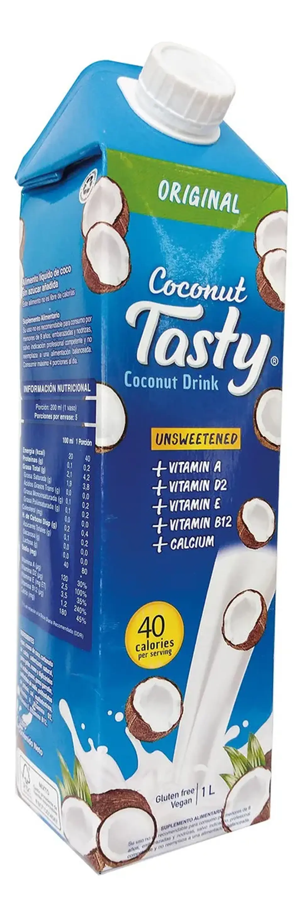 Tasty - Bebida vegetal de coco sin azucar 1L  1