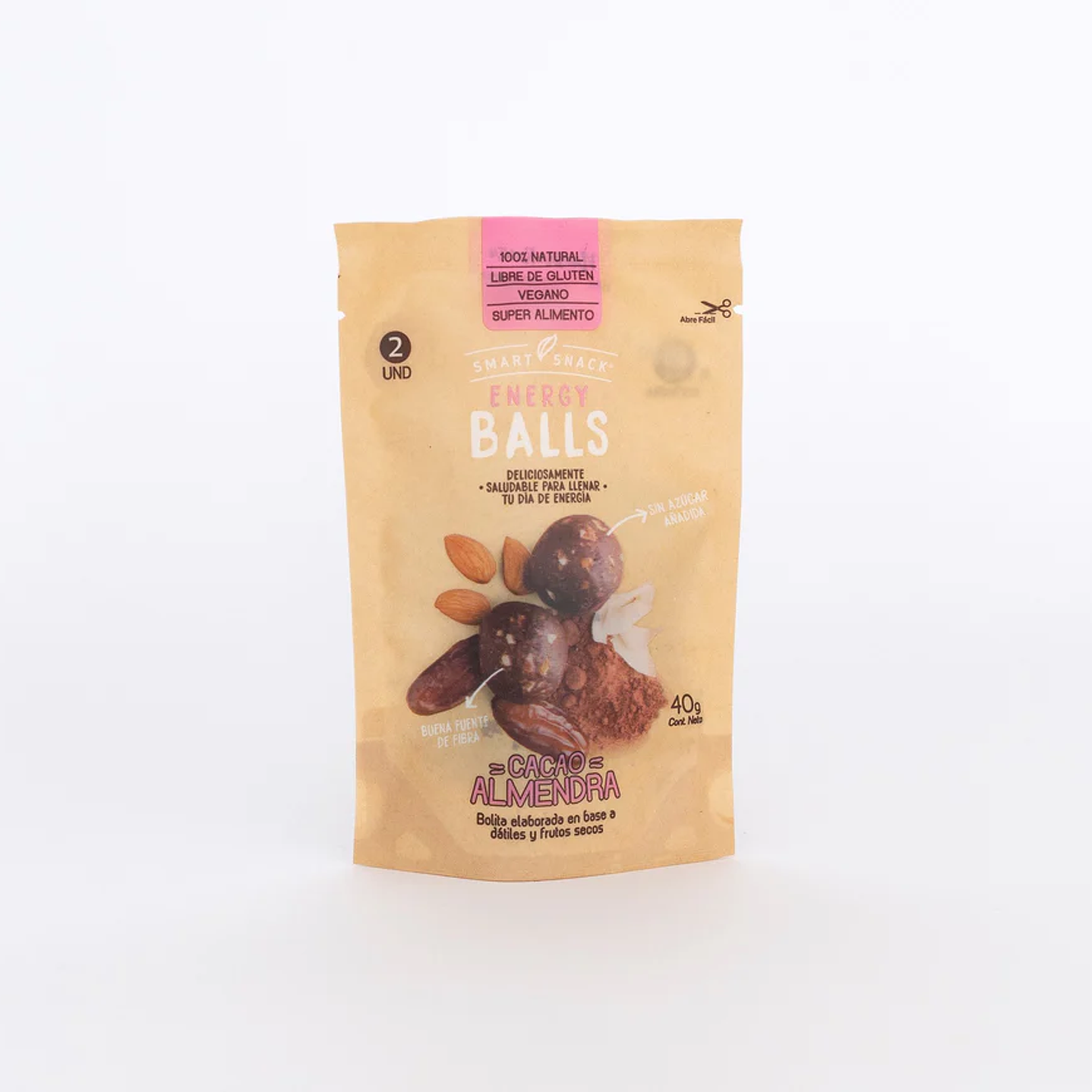 Smart Snack - Energy Balls Cacao Almendra 40g  1