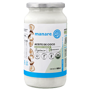 Manare - Aceite de coco Orgánico Sin sabor Sin Olor 1L