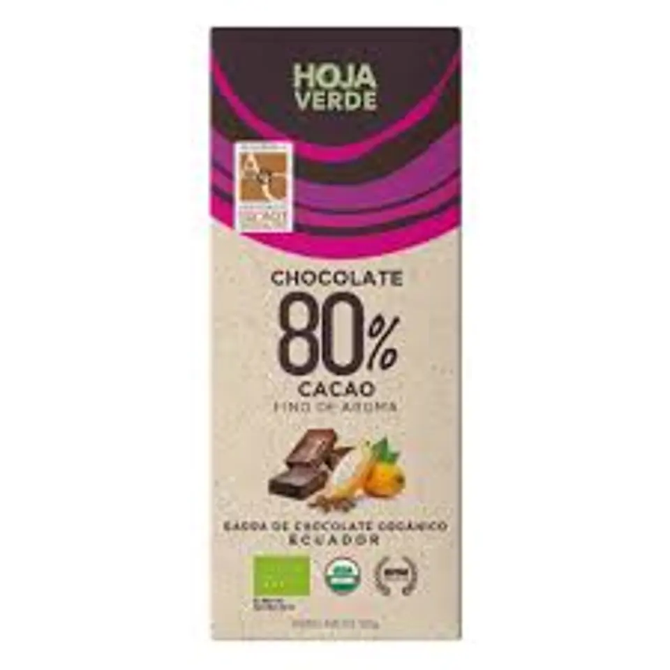 Hoja Verde - Chocolate Organico 80% cacao 50g  1