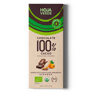 Hoja Verde - Chocolate Organico 100% cacao 50g 