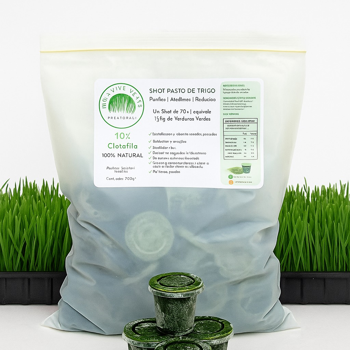 Vida vive verde - Shot pasto de trigo 30 unidades Producto Congelado, solo disponible para retiro en tienda 1