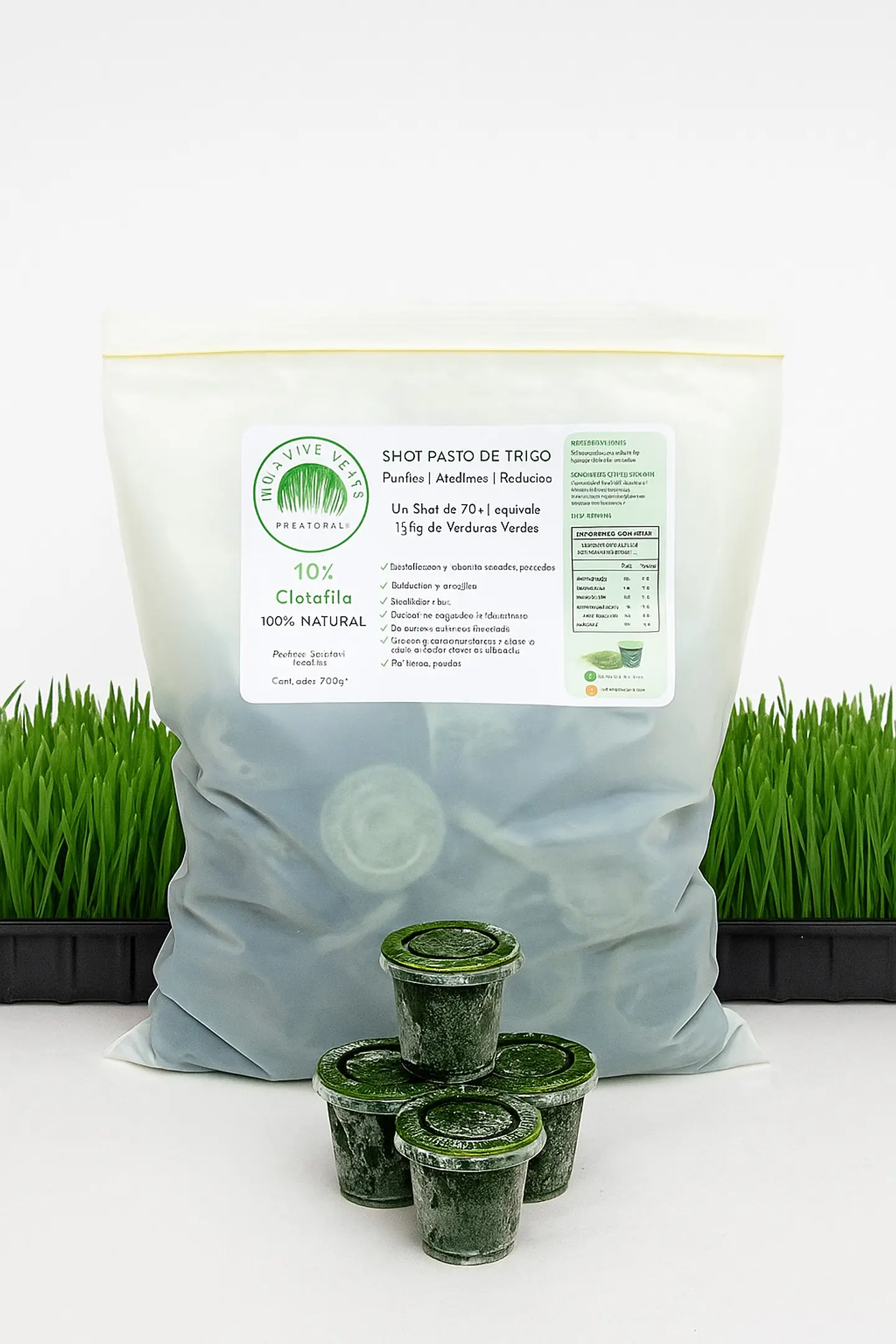 Vida vive verde - Shot pasto de trigo 30 unidades Producto Congelado, solo disponible para retiro en tienda 1
