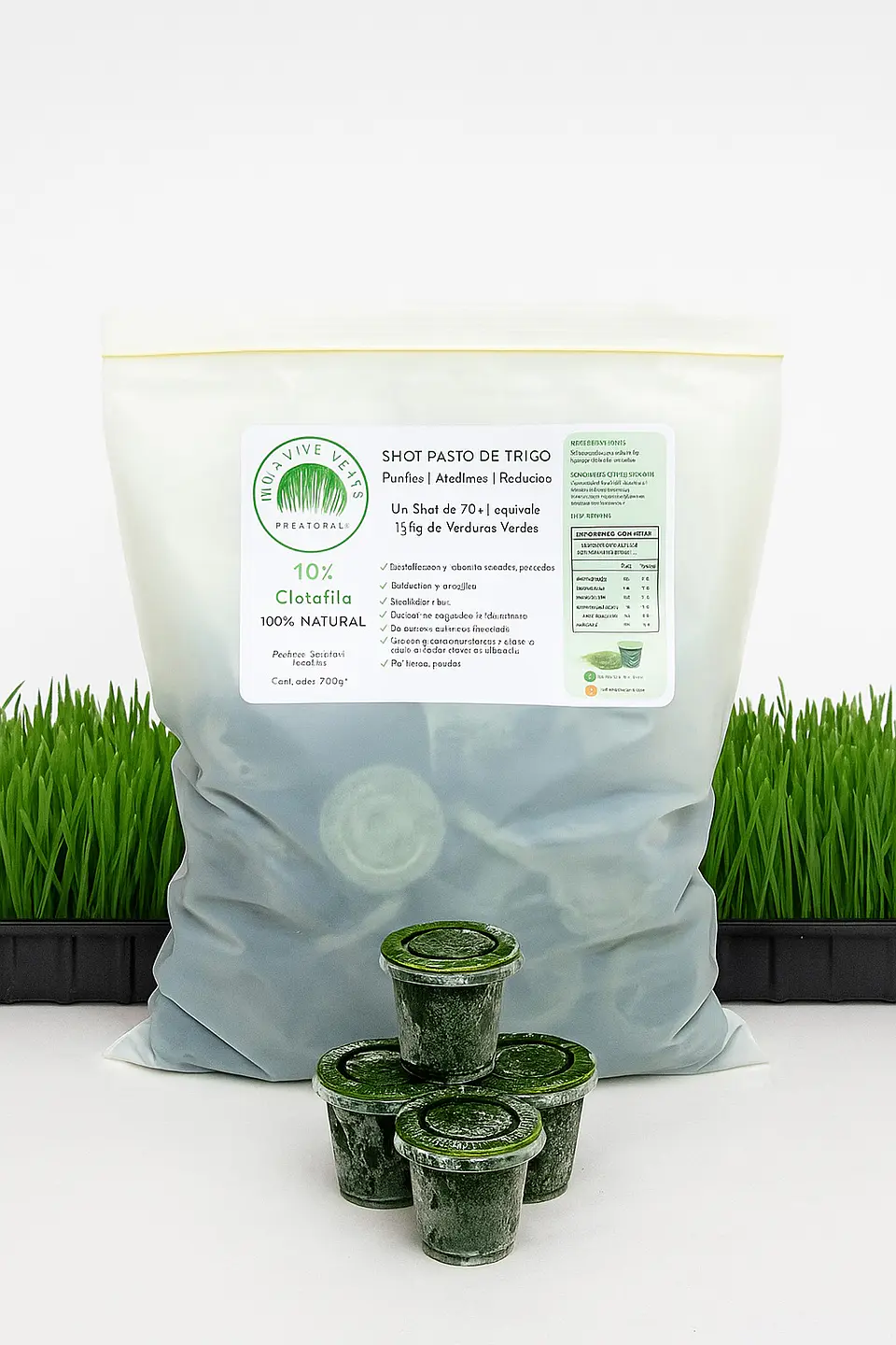 Vida vive verde - Shot pasto de trigo 30 unidades Producto Congelado, solo disponible para retiro en tienda 1