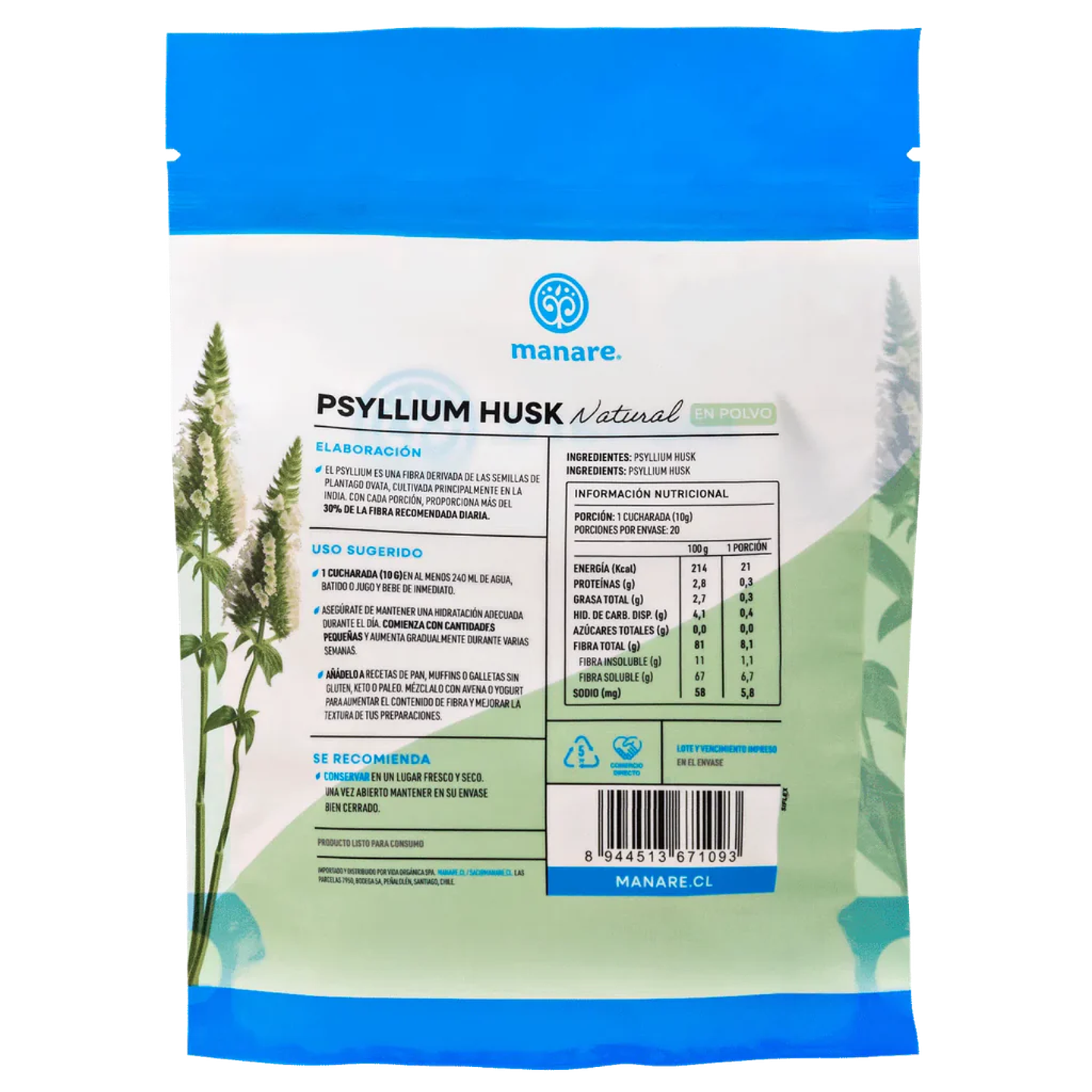 Manare - Psyllium Orgánico 200g 2
