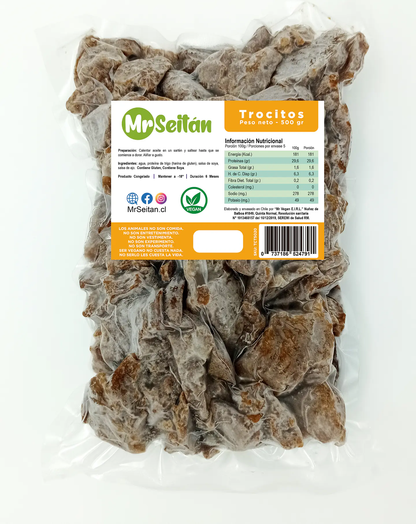 Mr Seitan - Seitan trocitos 500grs - Producto Congelado – Disponible solo para retiro en tienda 1
