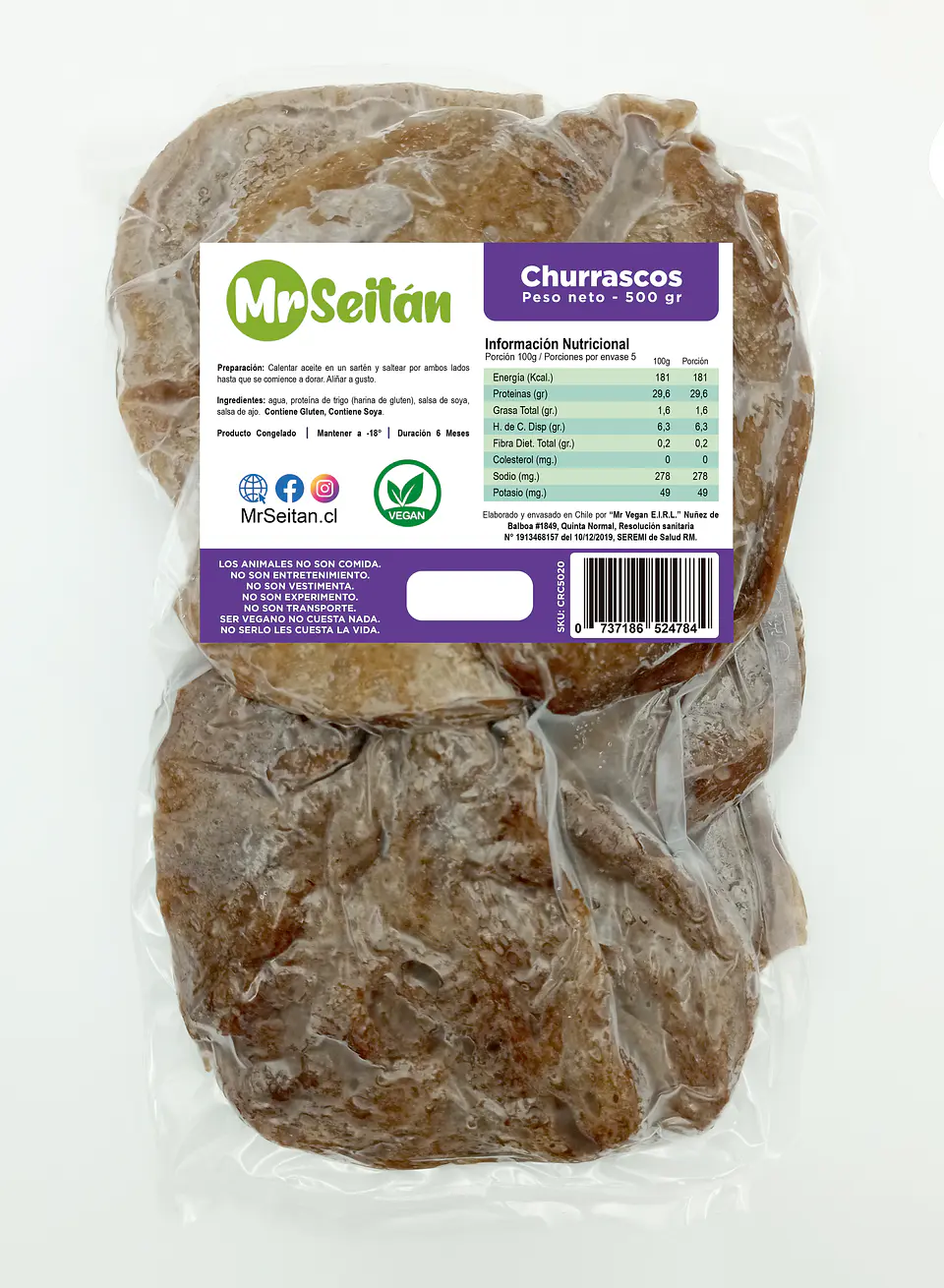 Mr Seitan - Seitan churrasco 500grs - Producto Congelado – Disponible solo para retiro en tienda 1