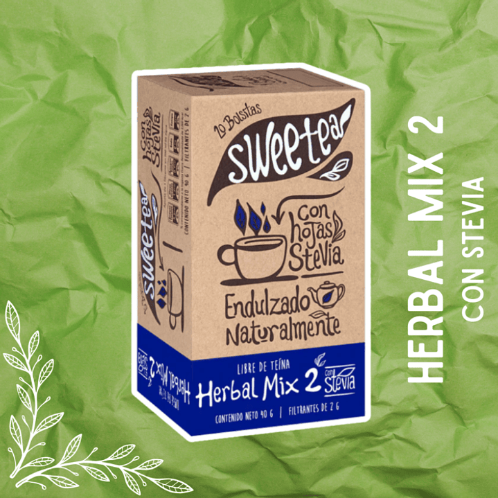 Sweetea - Herbal Mix2 con hojas de stevia 20 bolsitas  1