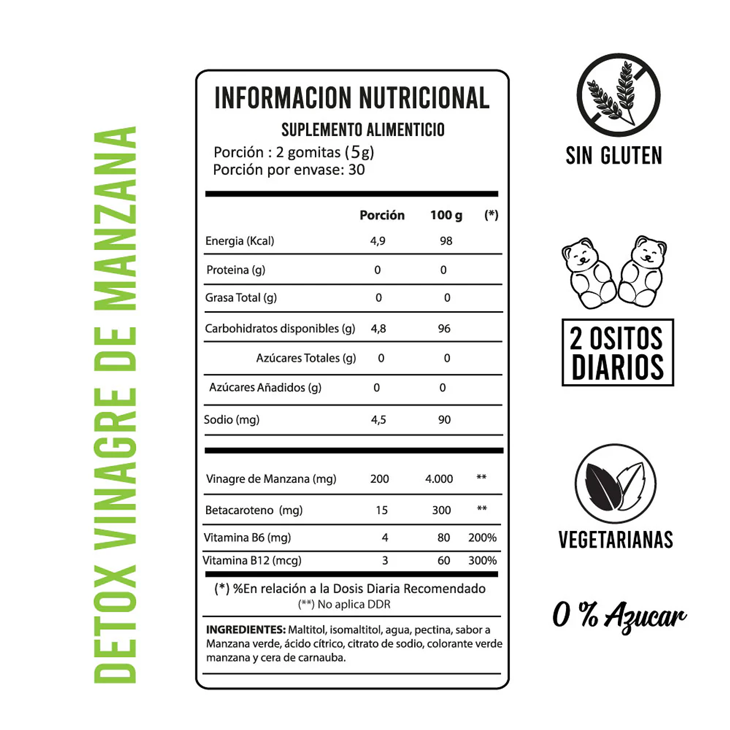 Perfect Bear - Detox vinagre de manzana 60 gomitas  2