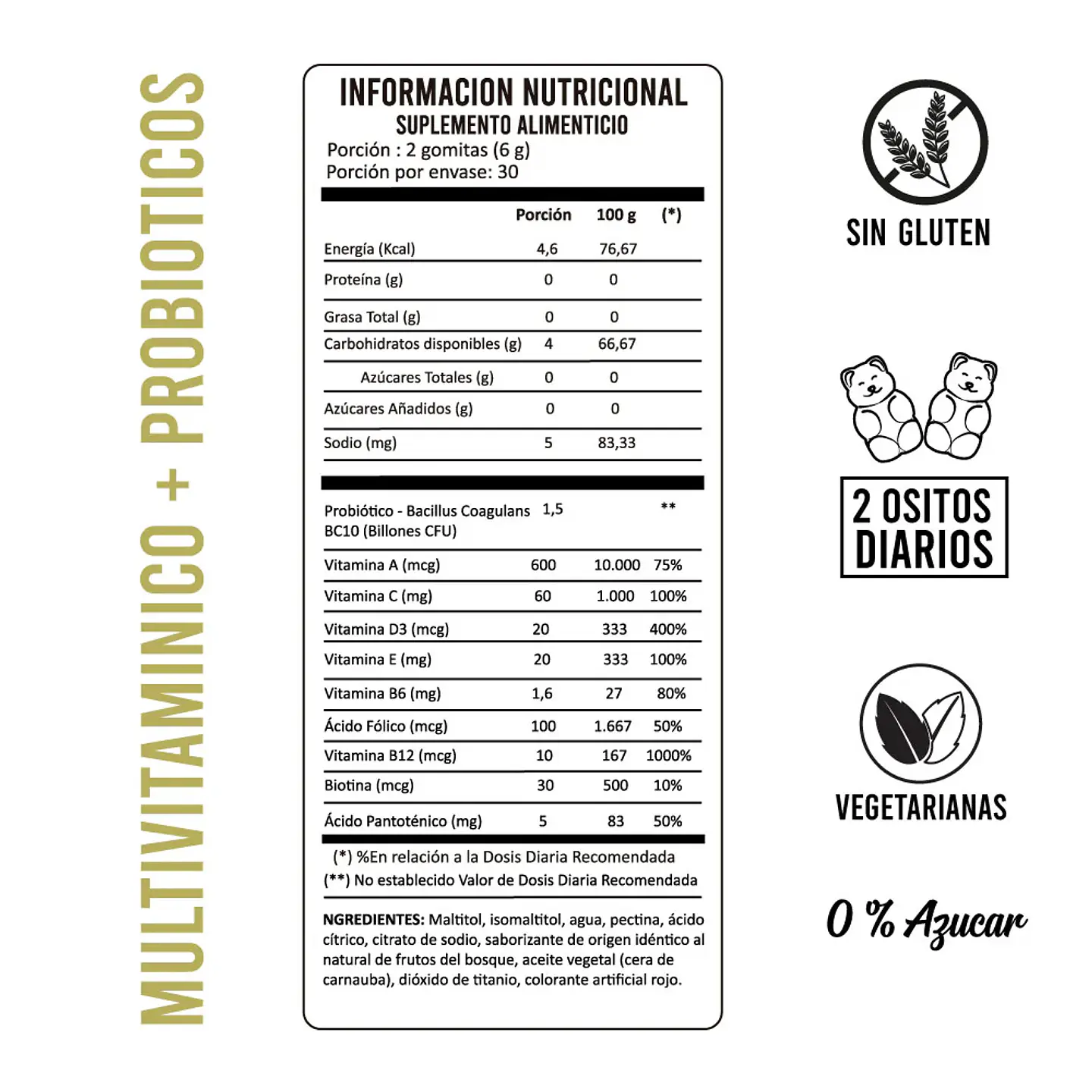 Perfect Bear - Multivitaminico + Probioticos 60 gomitas  2