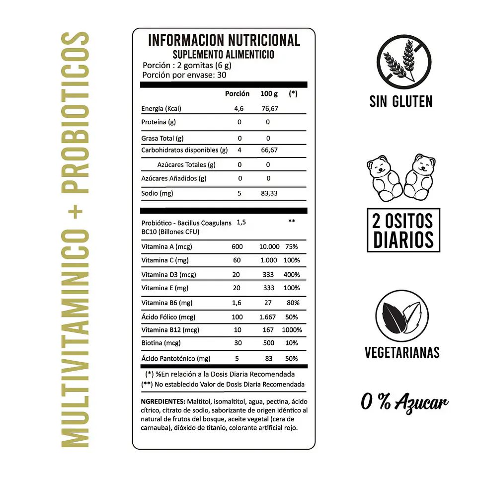 Perfect Bear - Multivitaminico + Probioticos 60 gomitas  2