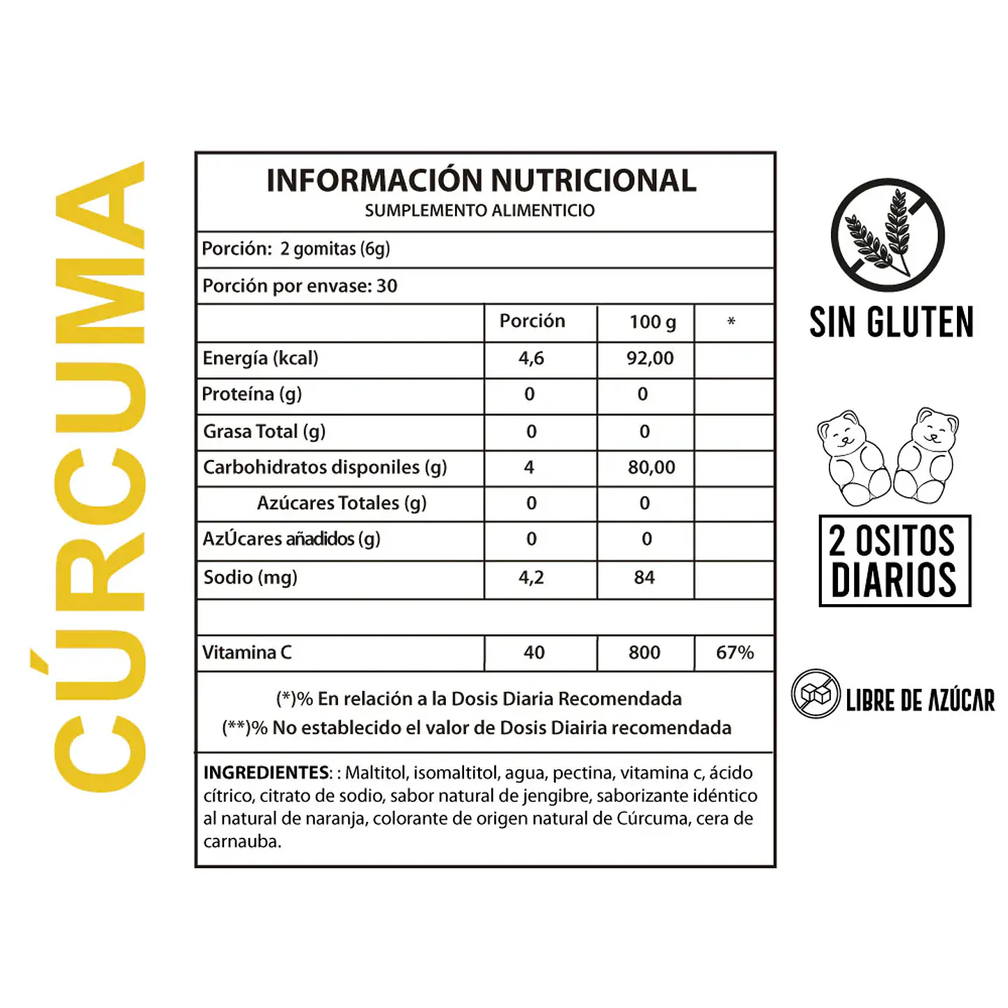 Perfect Bear - Curcuma con Vitamina C 60 gomitas  2