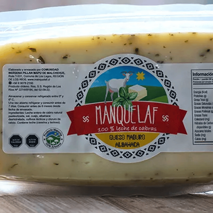 Manquelaf - Queso maduro de Cabra con Albahaca 200grs  1