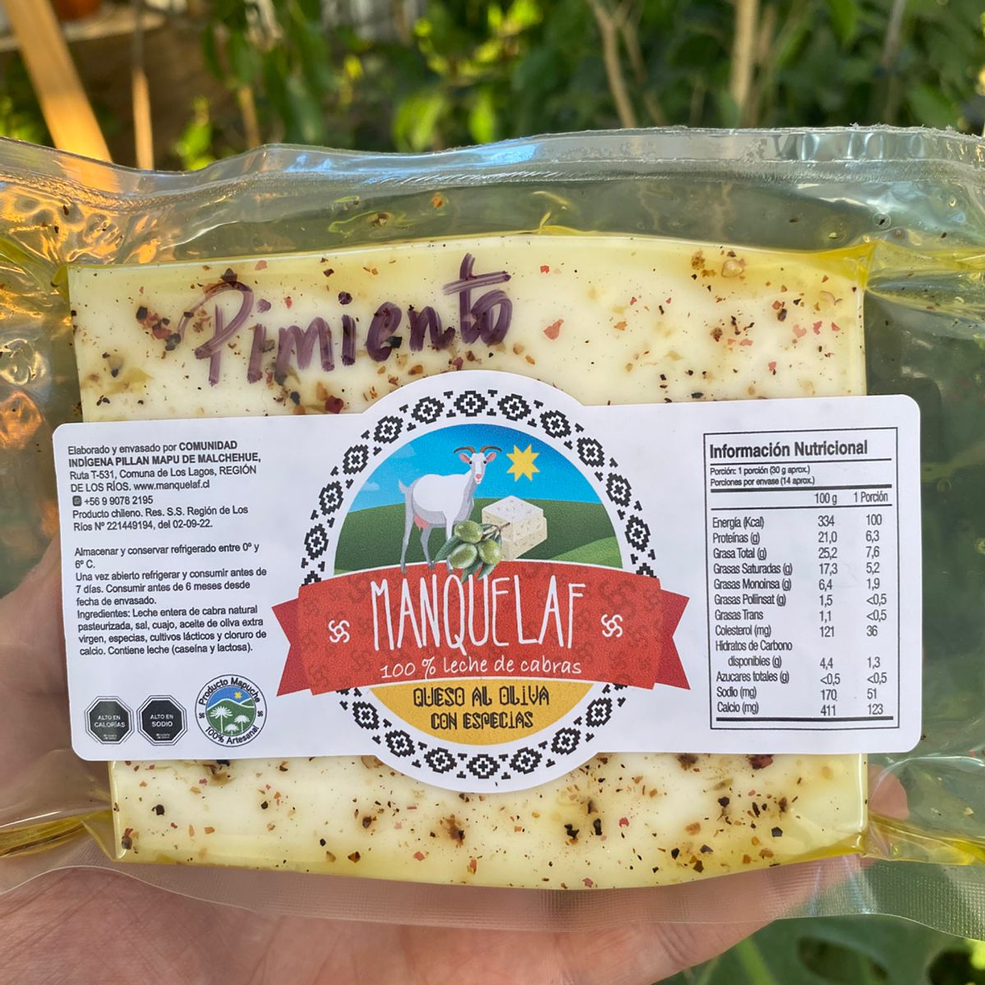 Manquelaf - Queso de Cabra Oliva Pimiento 200grs  1