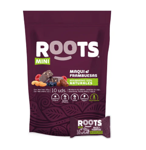 Roots - Doy pack mini barritas Maqui y Frambuesas 10uds 
