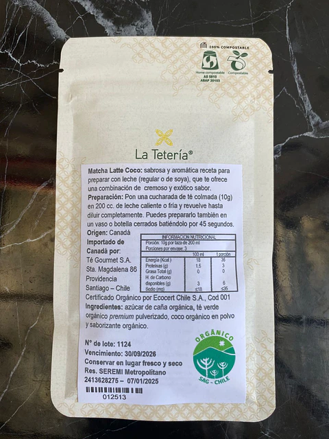 La Tetería - Matcha Latte Coco Organico 30g 