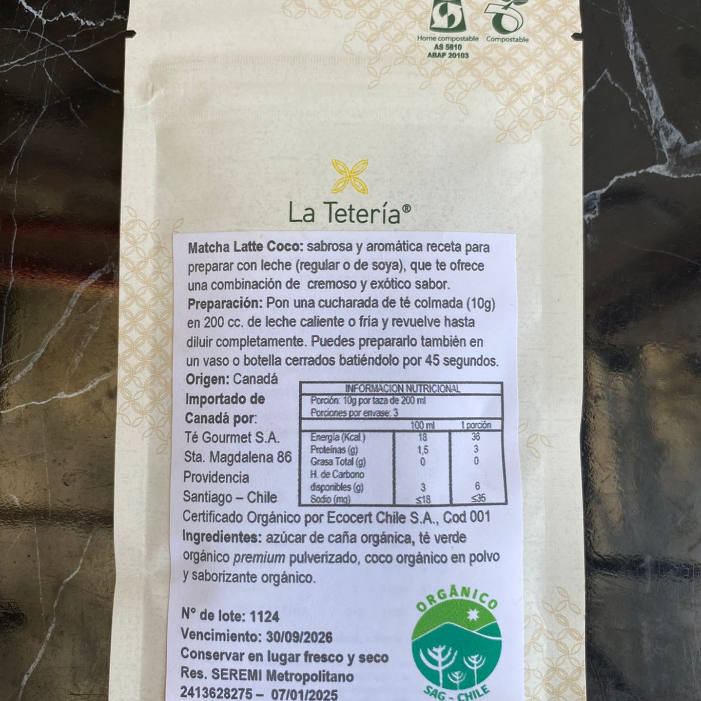 La Tetería - Matcha Latte Coco Organico 30g  2