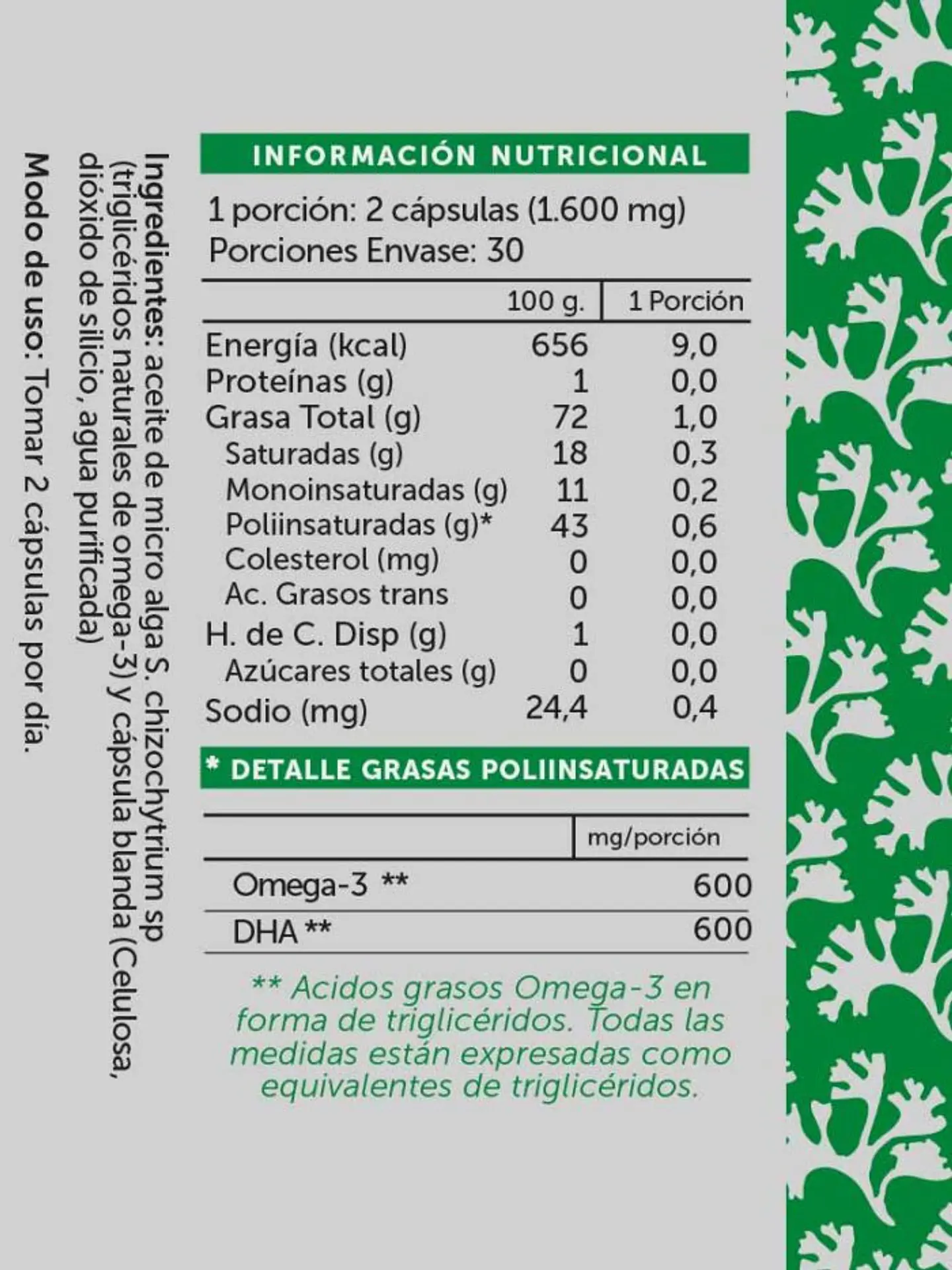 Wellplus - Vegan Omega Plus 600 DHA 60 Cápsulas  4