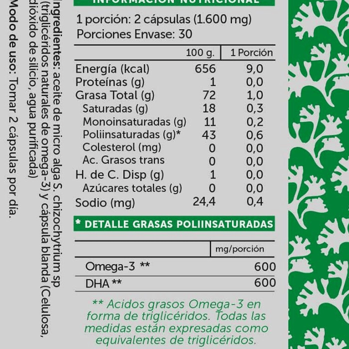 Wellplus - Vegan Omega Plus 600 DHA 60 Cápsulas  4