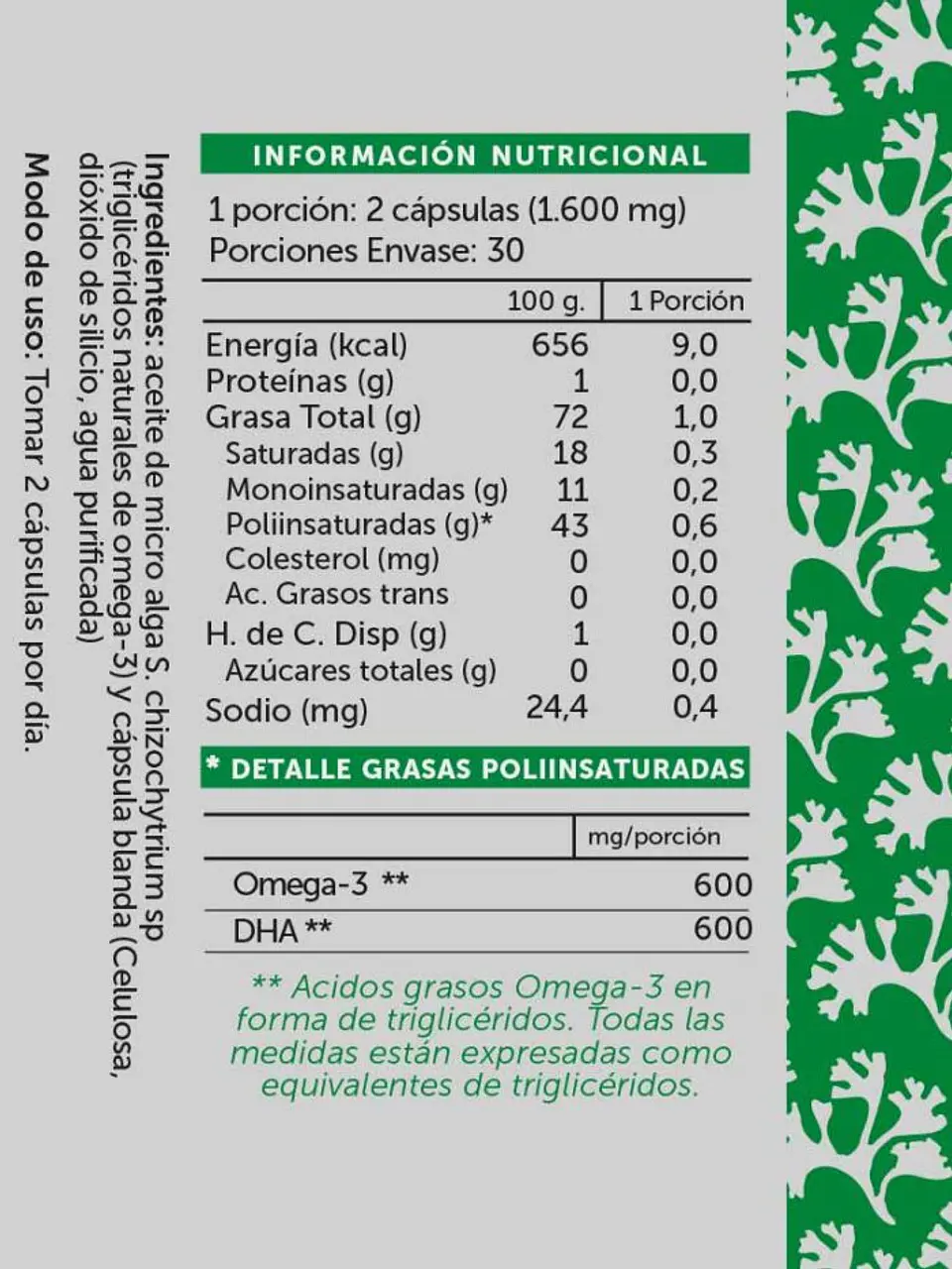 Wellplus - Vegan Omega Plus 600 DHA 60 Cápsulas  4