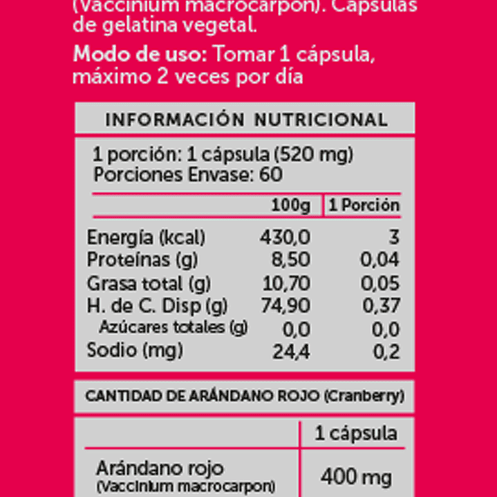 Cranberry  Plus 60 caps Wellplus 3