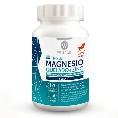 Triple Magnesio Quelado + Zinc 120 Cápsulas  Wellplus