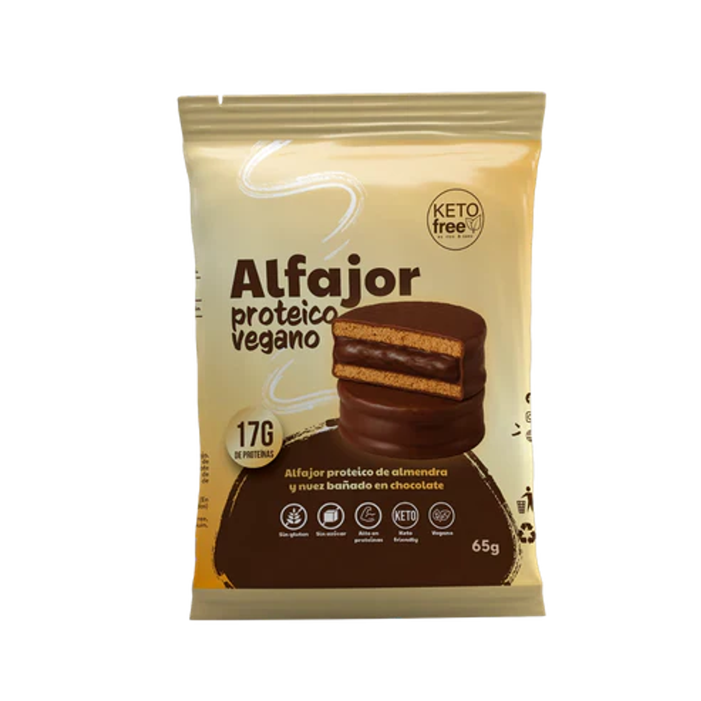 KetoFree - Alfajor keto Proteico Vegano 65g 1