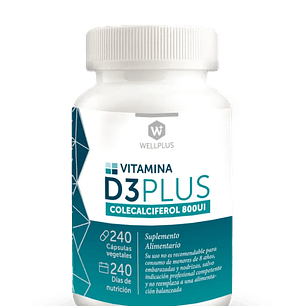 Wellplus - Vitamina D3 Plus colecalciferol 240 capsulas 
