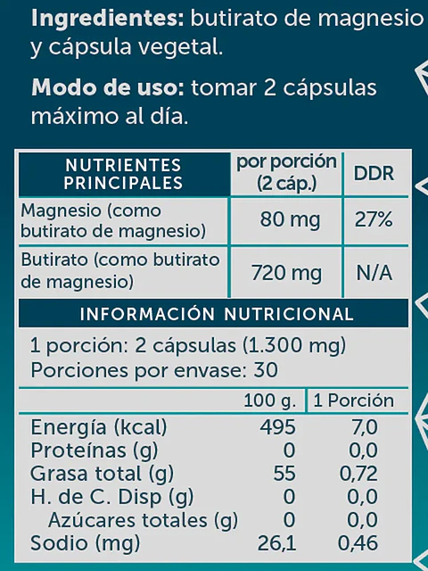Wellplus - Magnesio Butirato Pure 60 capsulas 