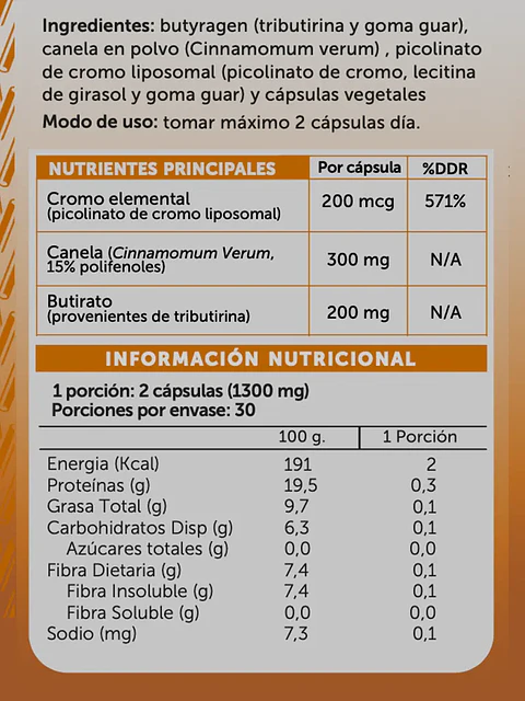 Wellplus - Cromo Canela Butirato 60 capsulas 
