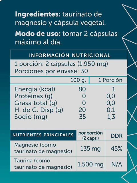 Wellplus - Magnesio Taurinato Pure 60 capsulas 