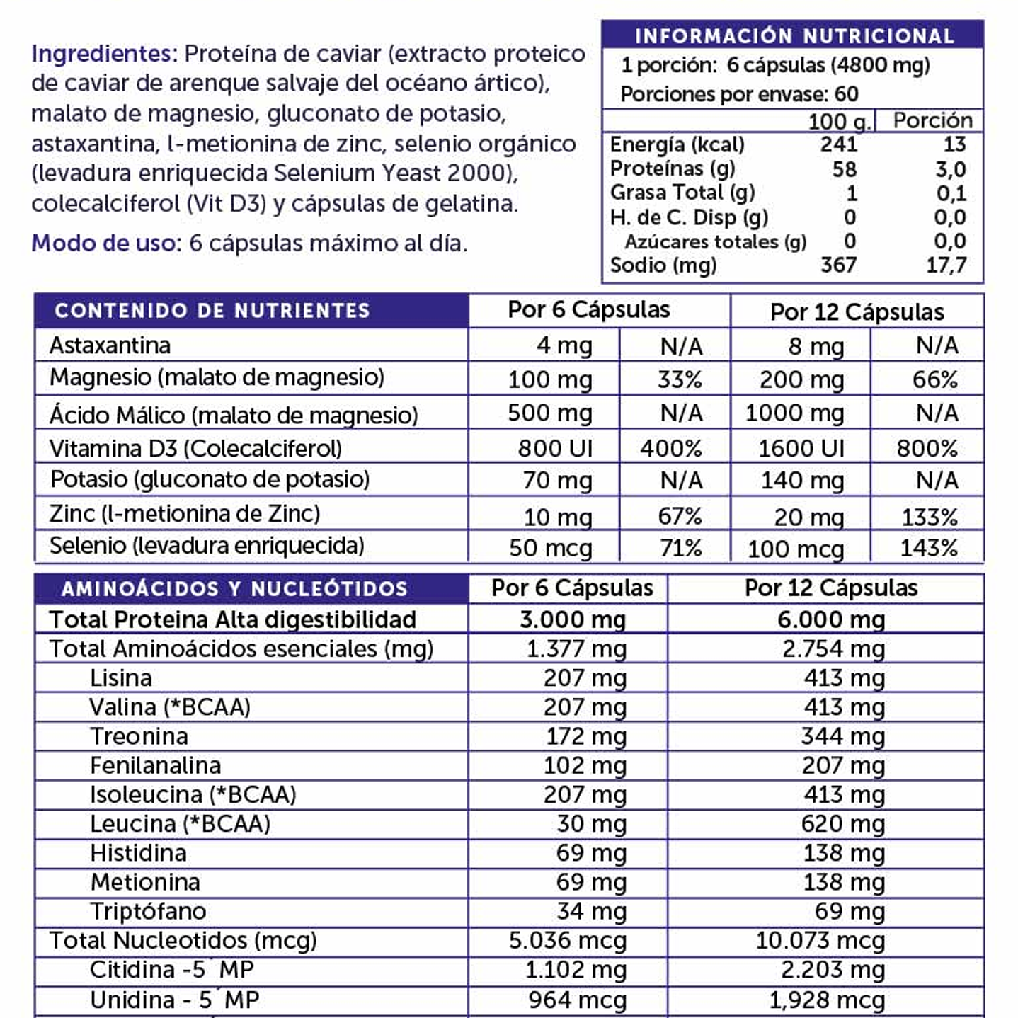 Wellplus - Caviar Protein Plus 360 capsulas  2
