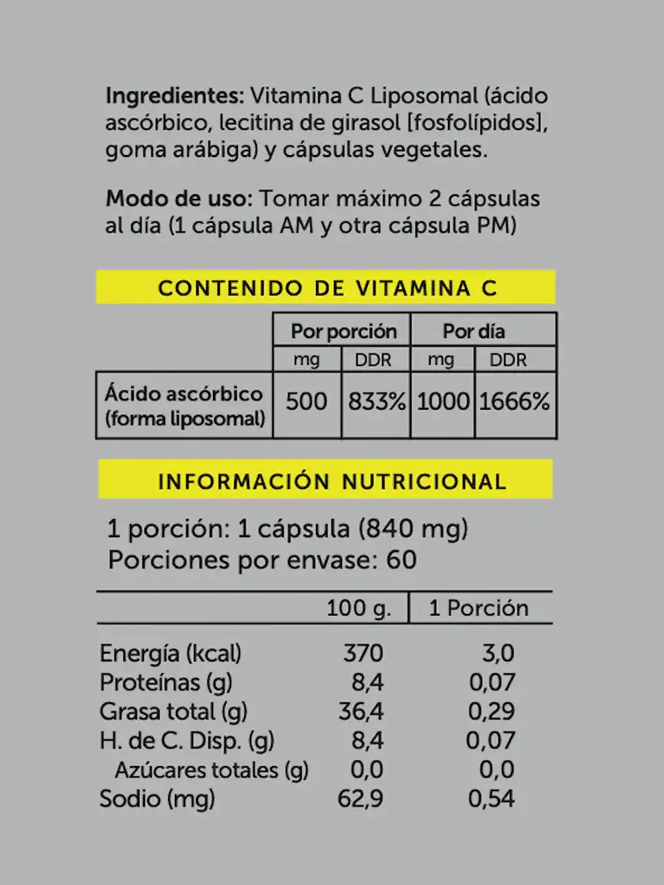 Wellplus - Vitamina C Liposomal 60 capsulas  2