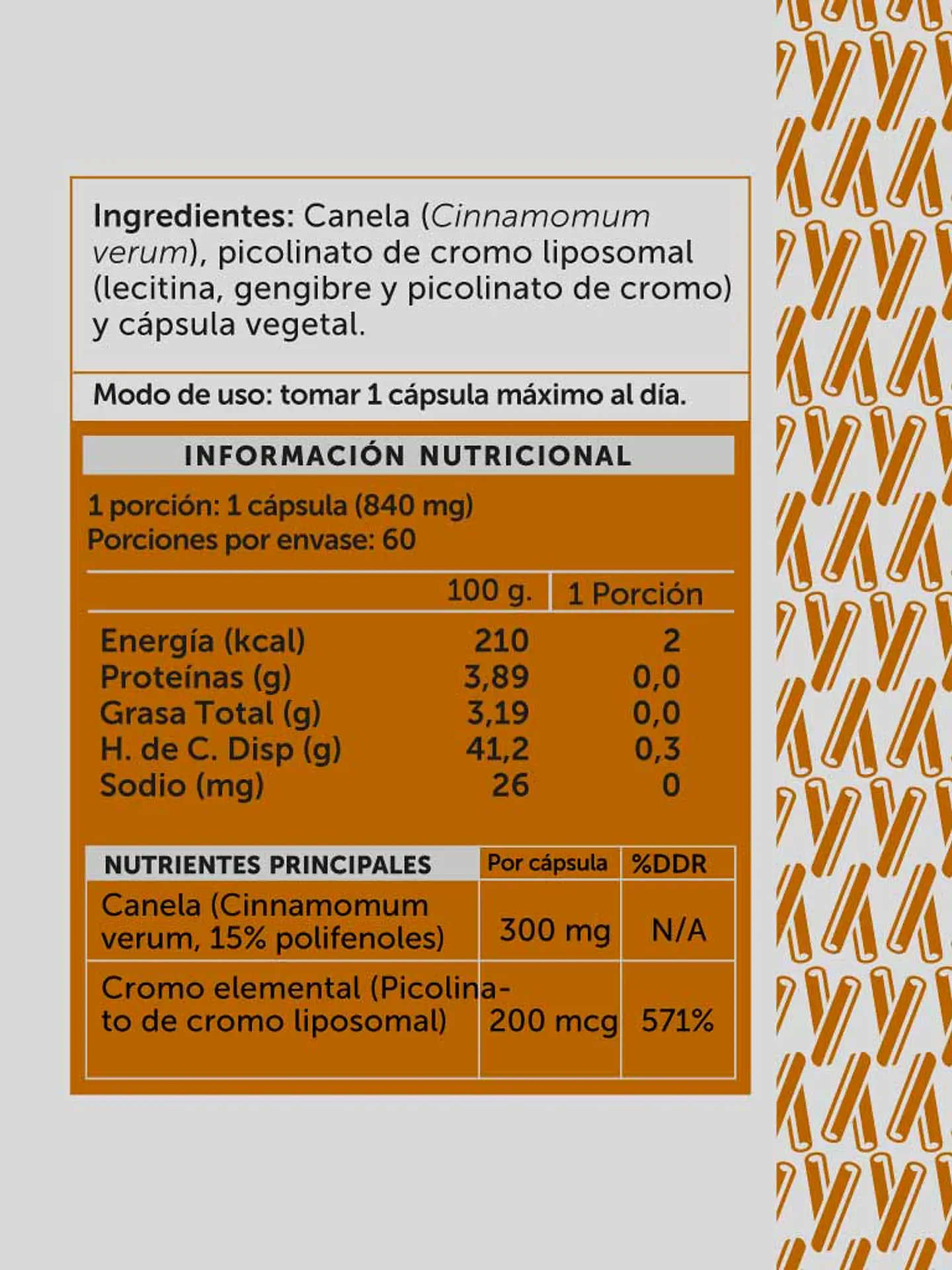 Wellplus - Cromo Plus Canela 60 capsulas  2