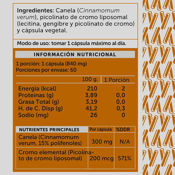 Wellplus - Cromo Plus Canela 60 capsulas  2