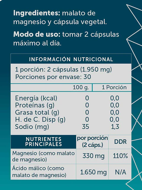 Wellplus - Magnesio Malato Pure 60 capsulas 