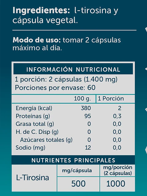 Wellplus -L-tirosina Pure 120 capsulas 