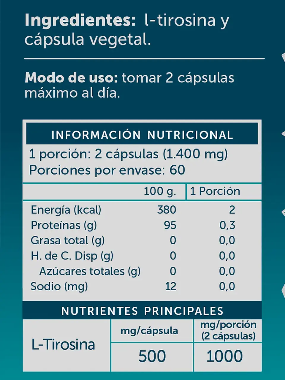 Wellplus -L-tirosina Pure 120 capsulas  2