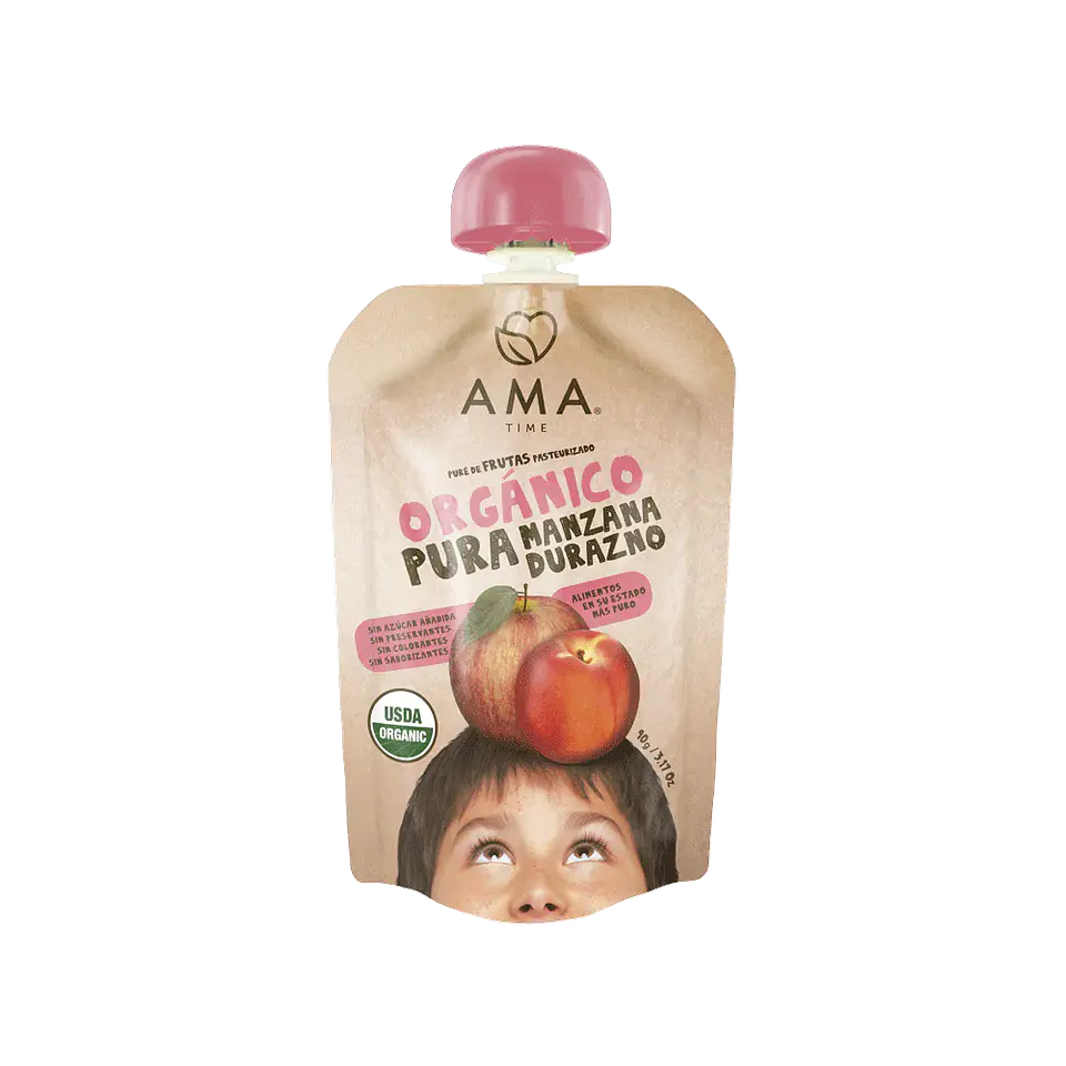 AMA - Pure de manzana y durazno 90grs  1