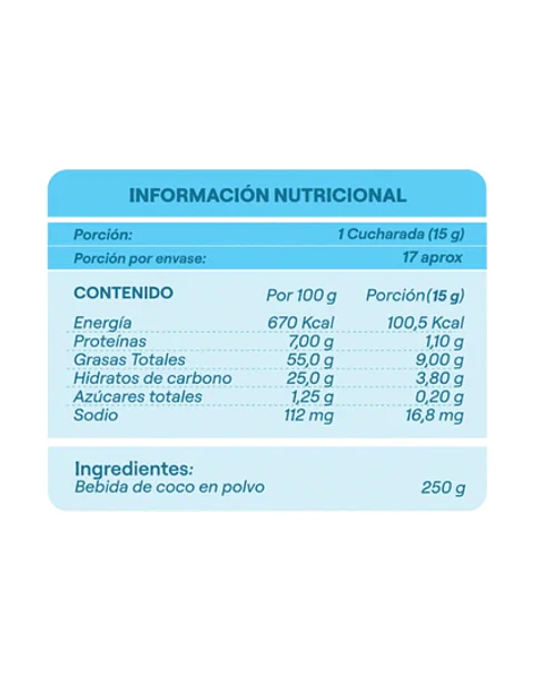 Health natural - Bebida de Coco en polvo 250grs