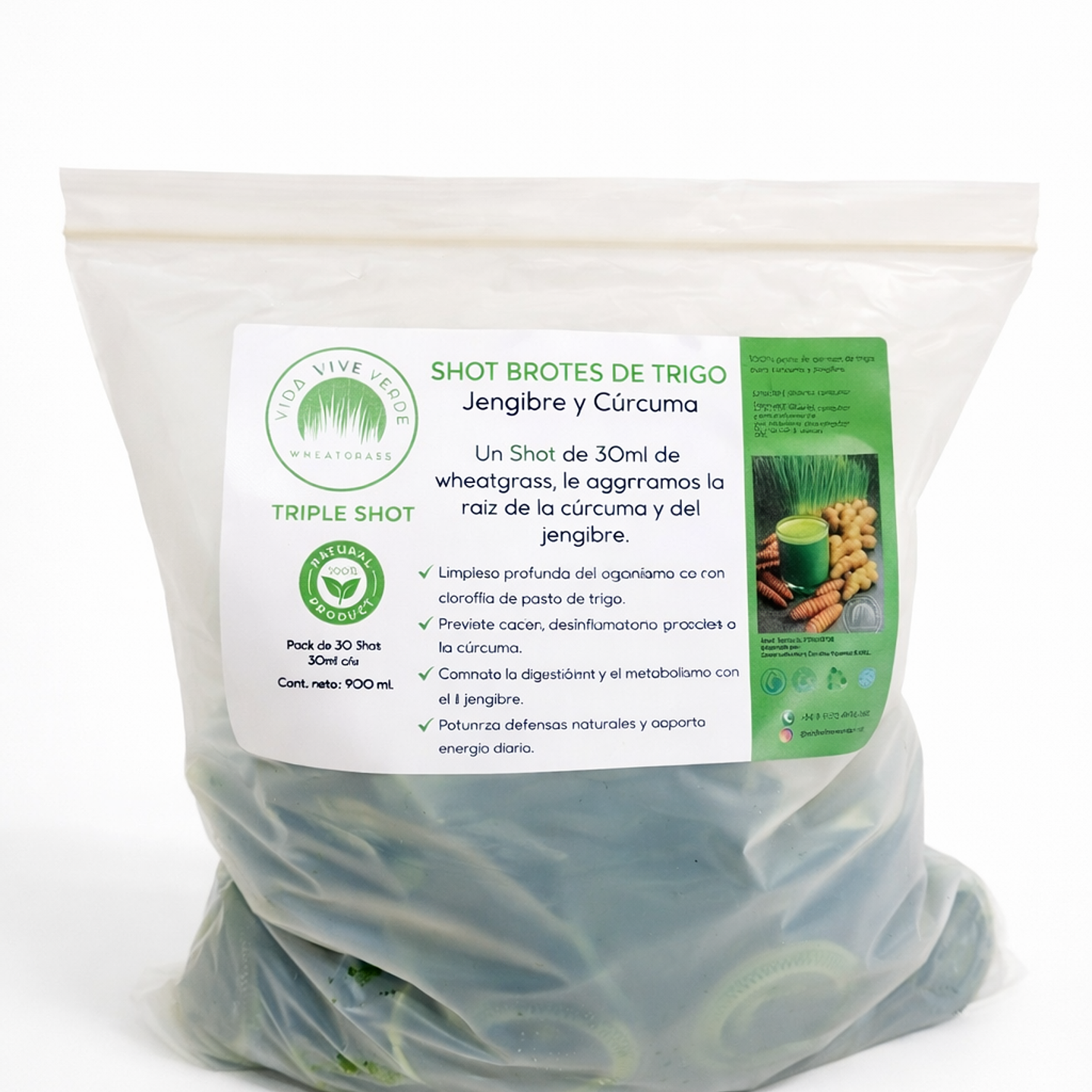 Vida Vive Verde - Triple shot curcuma/jengibre 30 unidades ( solo con retiro en tinda)  1