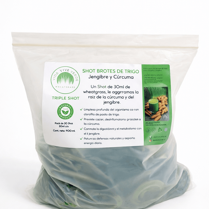 Vida Vive Verde - Triple shot curcuma/jengibre 30 unidades ( solo con retiro en tinda)  1