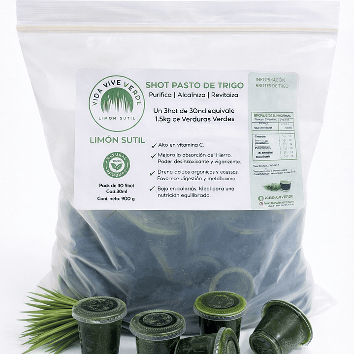 Vida vive verde - Shot pasto de trigo 30 unidades Producto Congelado, solo disponible para retiro en tienda 3